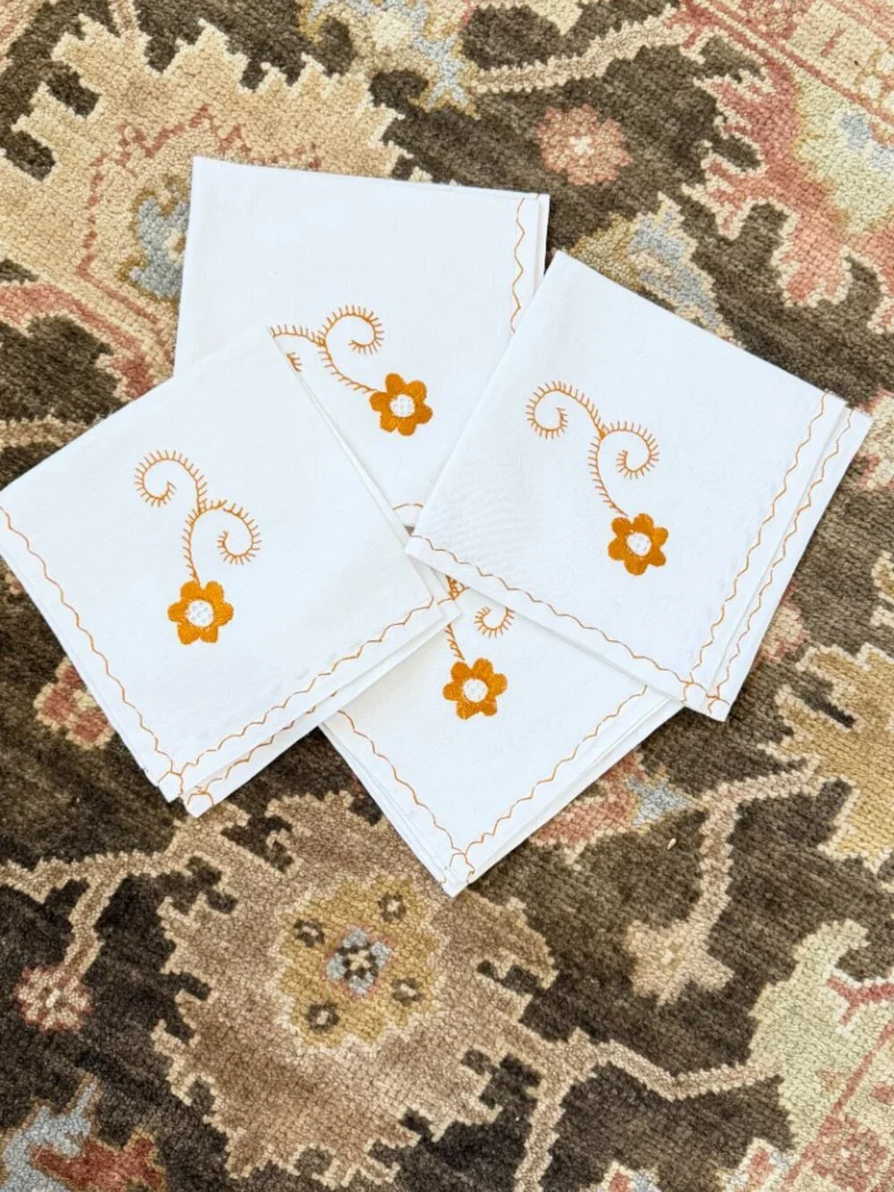Vintage Viana de Castelo Portugal Linen Napkins Hand Embroidered NEW